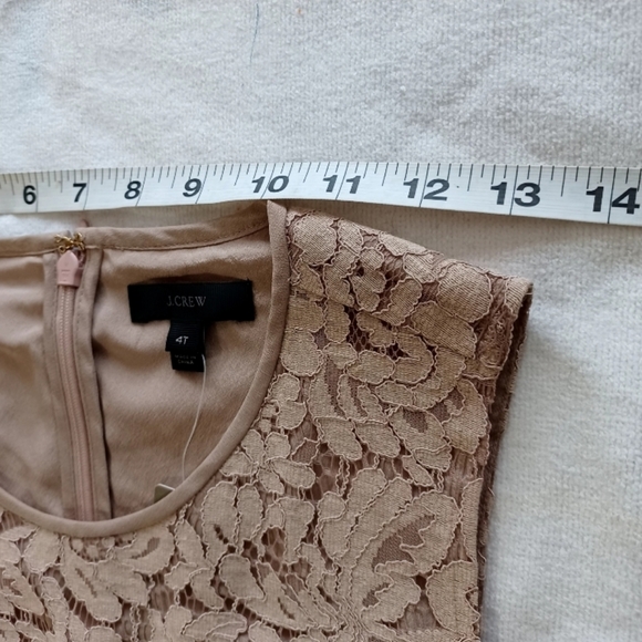 NWT J.crew Lace Peplum Top Sleeveless | Faded beige teak;  size 4 tall - Picture 13 of 16